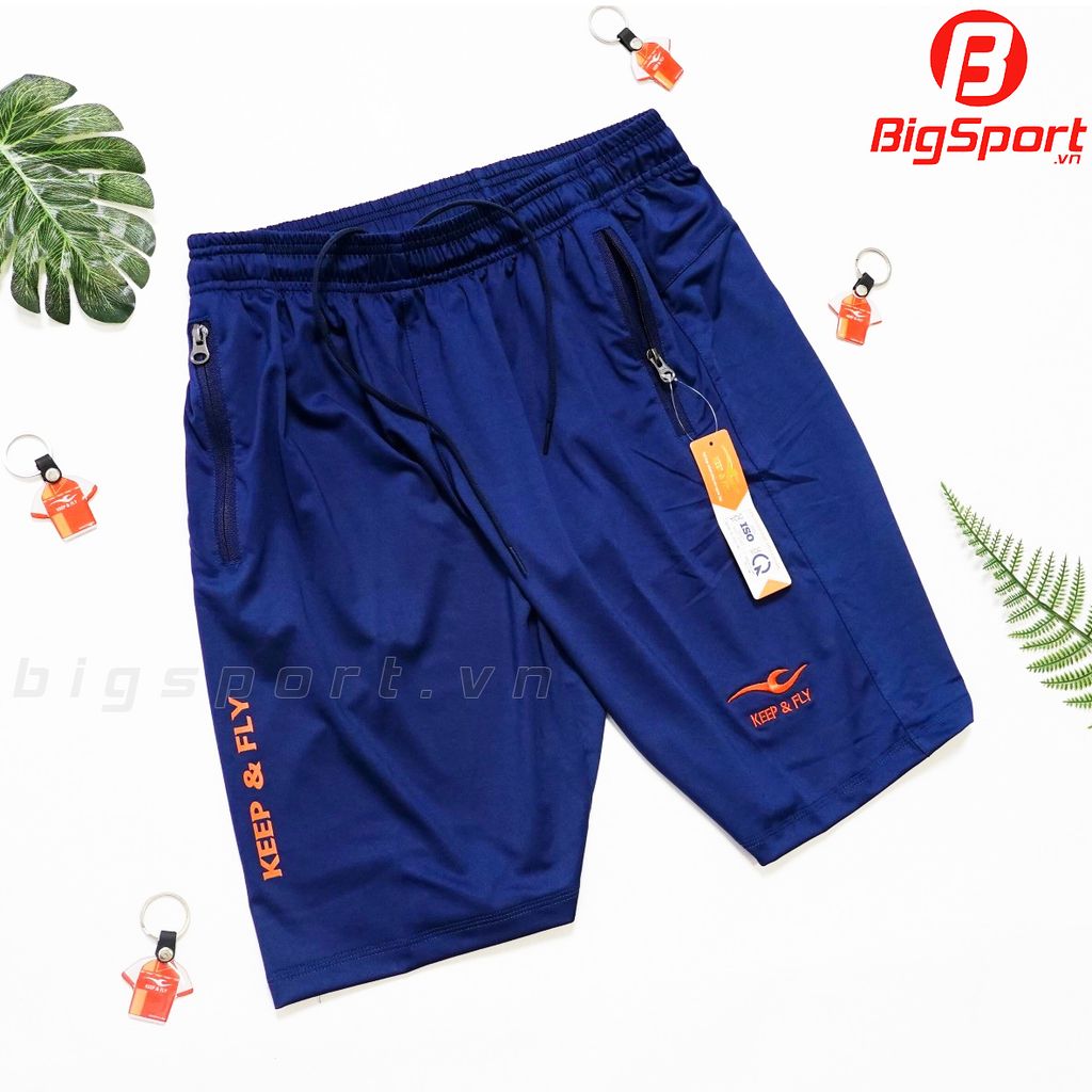 Quần Short thể thao nam Keep Fly thun 4 chiều màu xanh đen