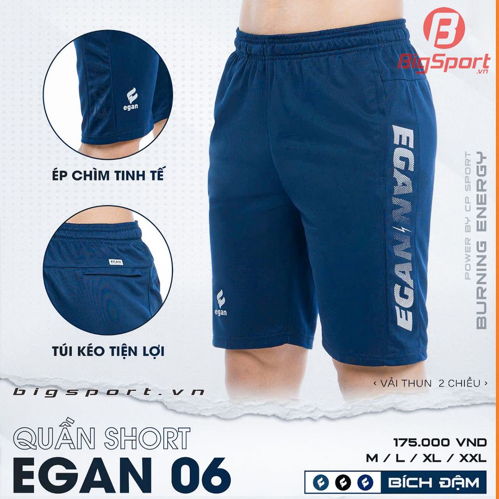 Quần short thể thao nam Egan 06 màu xanh dương
