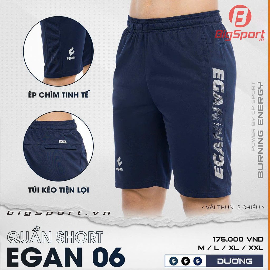 Quần short thể thao nam Egan 06 màu xanh đen