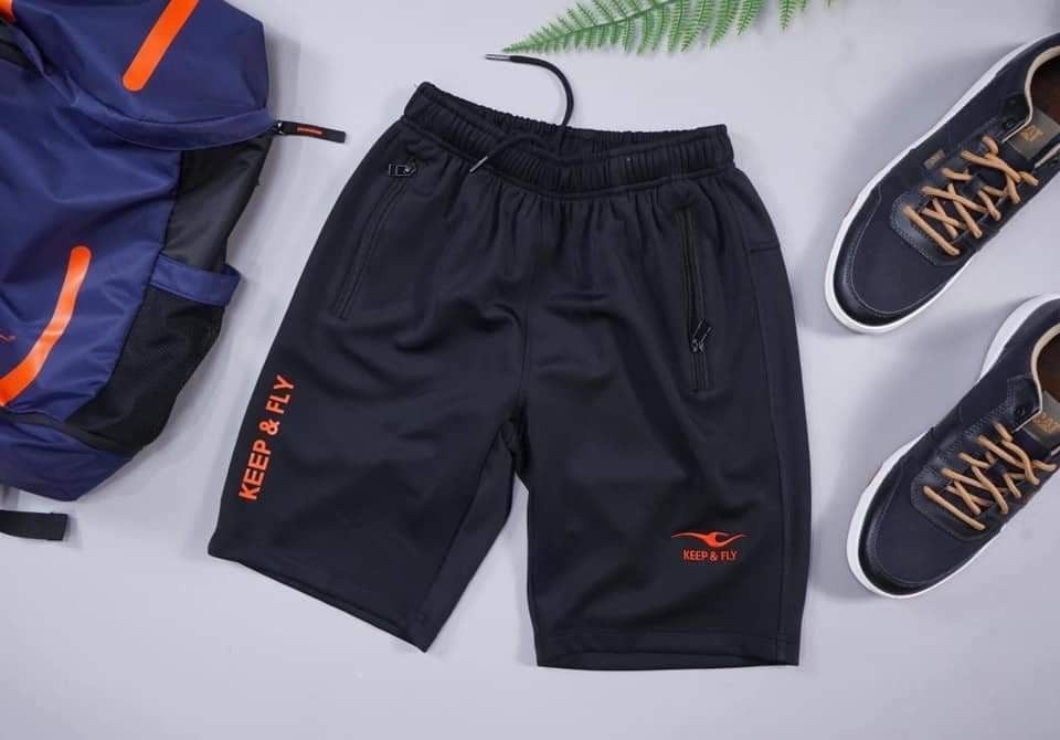 Quần short thể thao nam Keep Fly (đen cam)