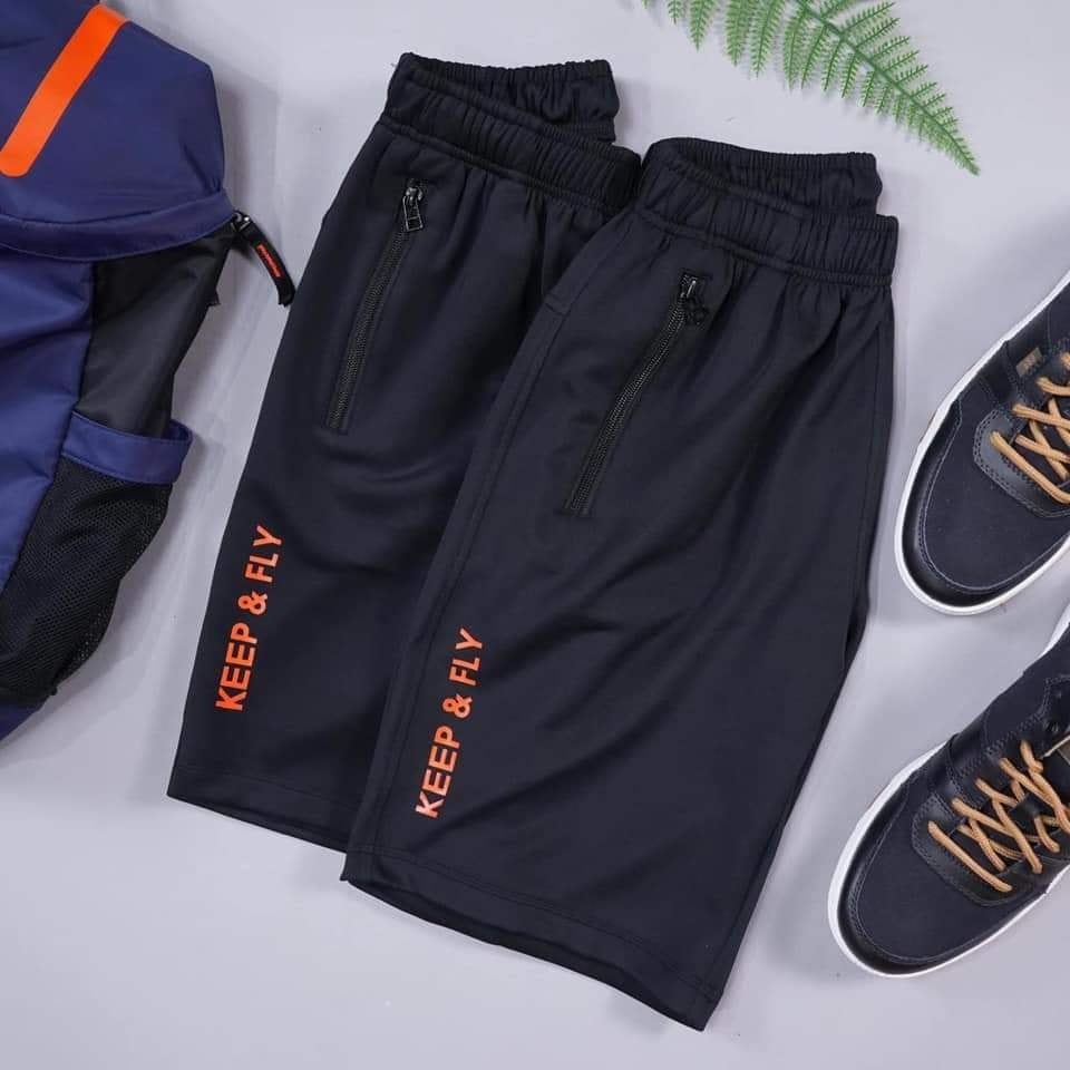Quần short thể thao nam Keep Fly (đen cam)