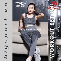 Quần tập Gym nữ Keep Fly Legging dệt Uni xám Camo chính hãng