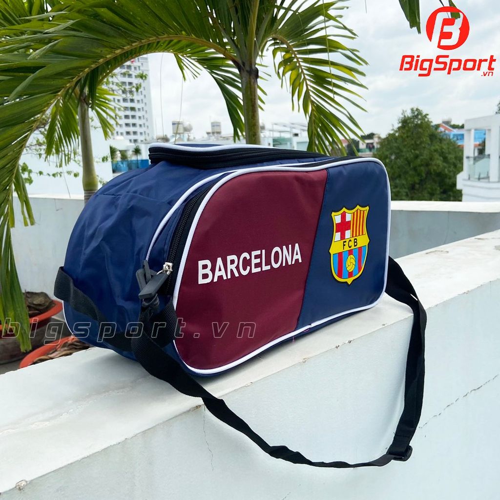 Túi đựng giày 2 ngăn Barcelona màu đỏ phối xanh