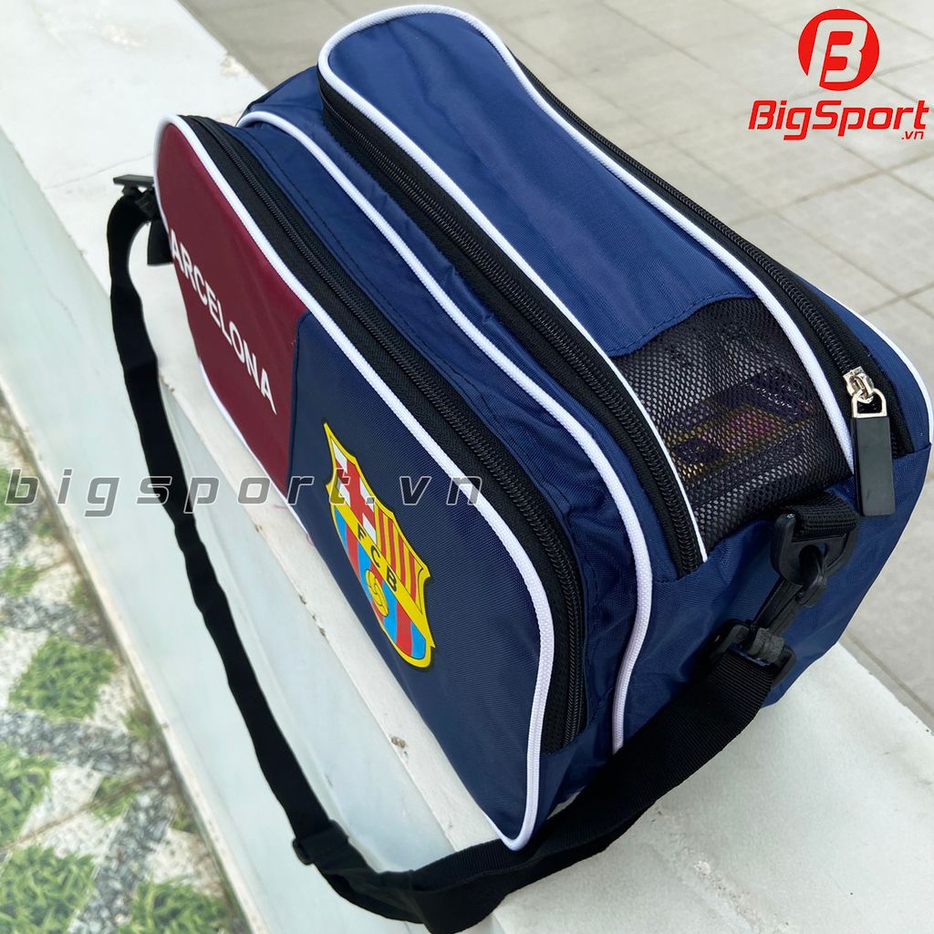 Túi đựng giày 2 ngăn Barcelona màu đỏ phối xanh