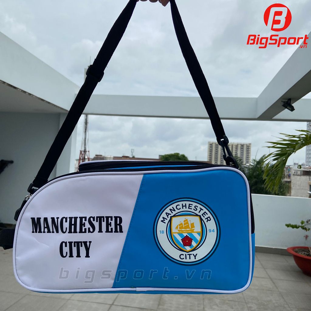 Túi đựng giày 2 ngăn Manchester City màu xanh phối trắng