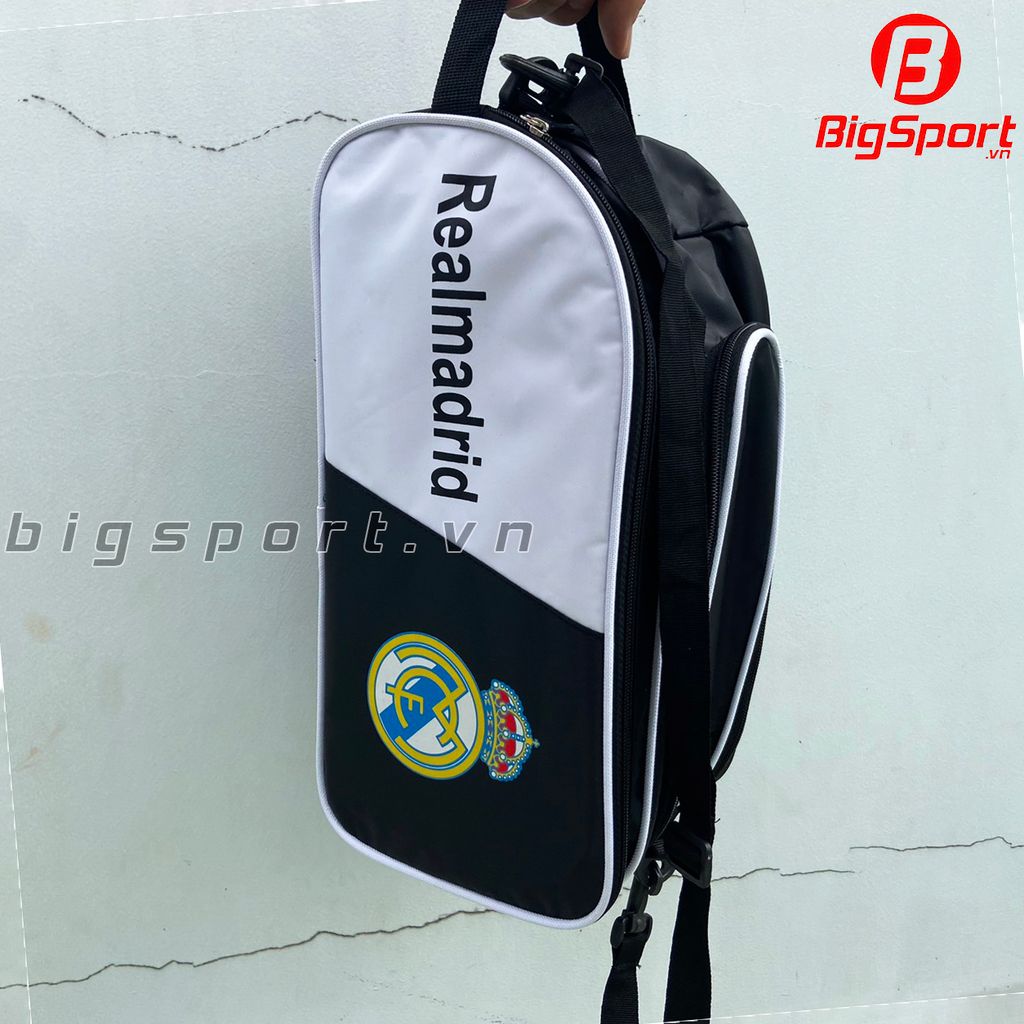 Túi đựng giày 2 ngăn Real Madrid màu đen phối trắng