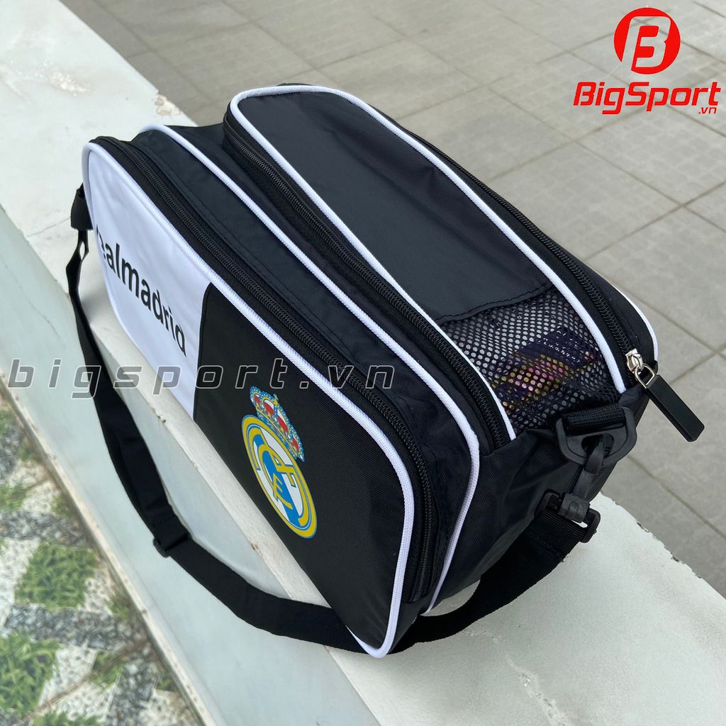 Túi đựng giày 2 ngăn Real Madrid màu đen phối trắng