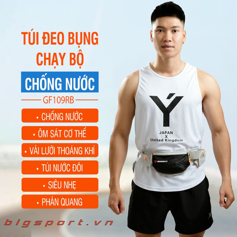 Túi đeo bao tử thể thao GoodFit GF109RB màu đen xám