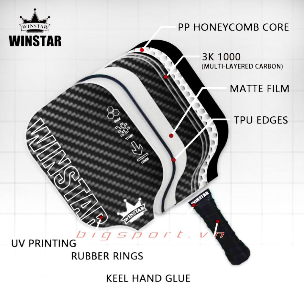 Vợt Pickleball Winstar T1000 K3 Frosted