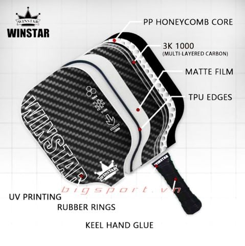 Vợt Pickleball Winstar T1000 K3 Frosted