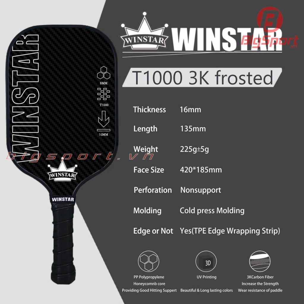 Vợt Pickleball Winstar T1000 K3 Frosted