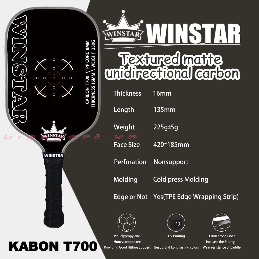 Vợt Pickleball Winstar Kabon T700