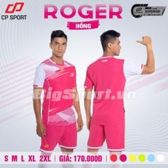 Quần áo đá bóng không logo Roger hồng-chính hãng
