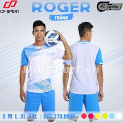 Quần áo đá bóng không logo Roger trắng-chính hãng