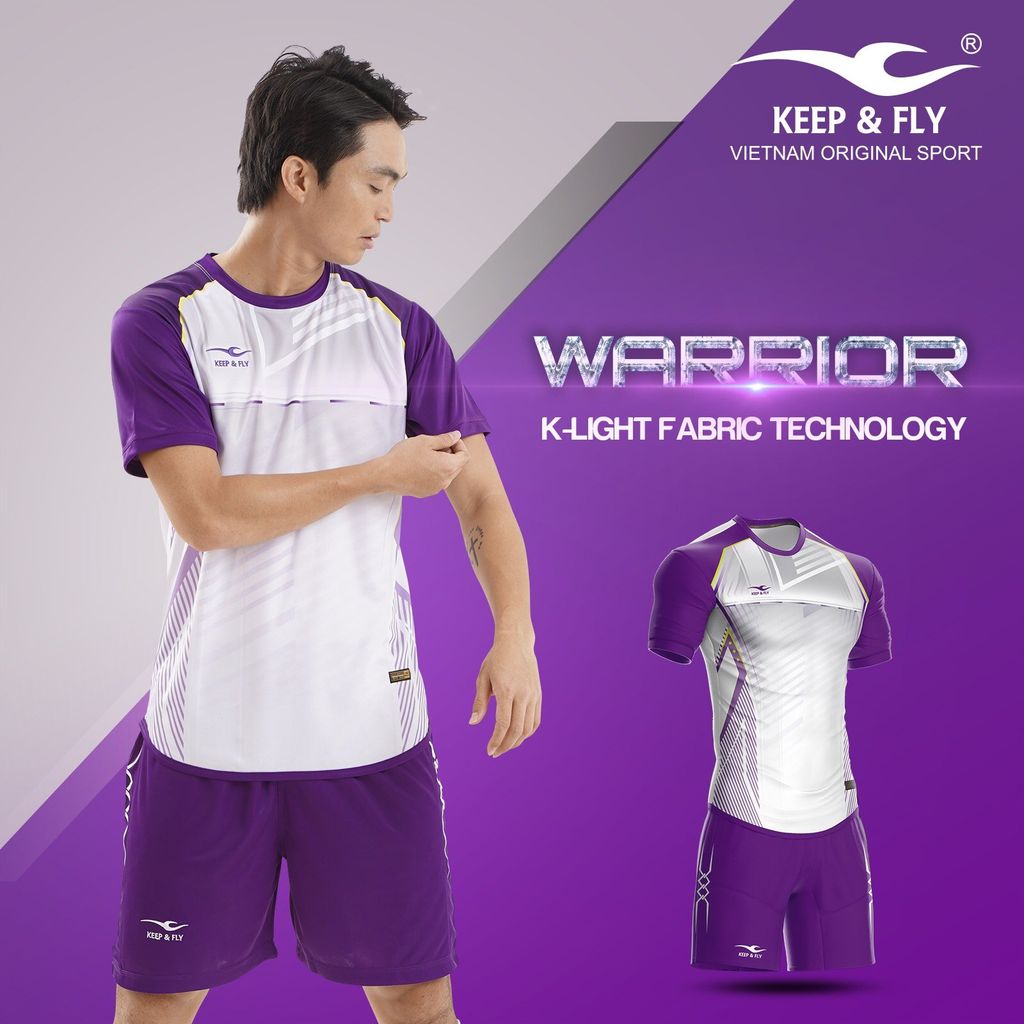 Bộ quần áo bóng đá Keep Fly-Warrior K-Light tím chính hãng