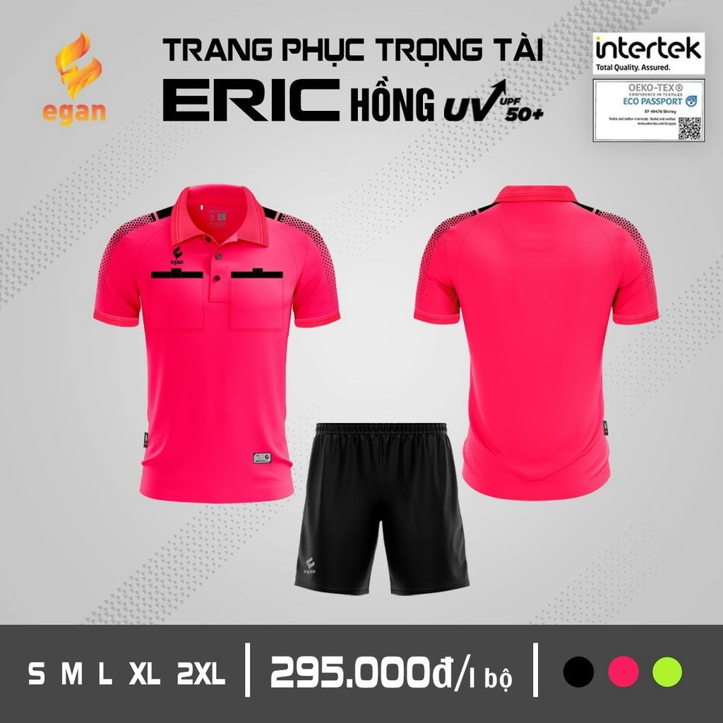 Bộ quần áo trọng tài Eric màu hồng chính hãng