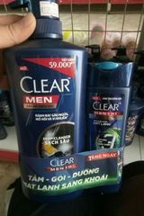 DẦU GỘI CLEAR MEN SẠCH SÂU 630G + DẦU GỘI 3IN1 MÁT LẠNH 140G BỘ