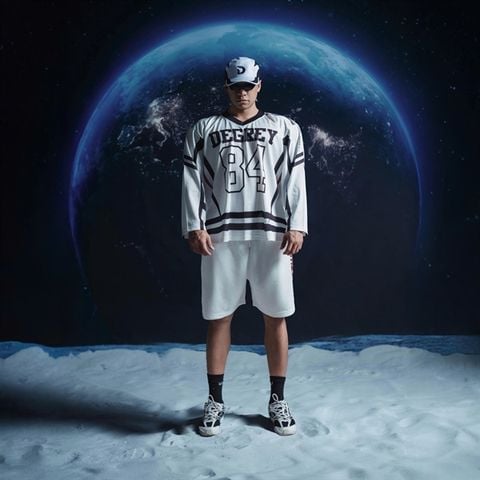  Áo thun tay dài màu trắng Degrey Jersey long sleeve cổ tim thời trang thể thao Crimson Surge - LONGCRIMT 