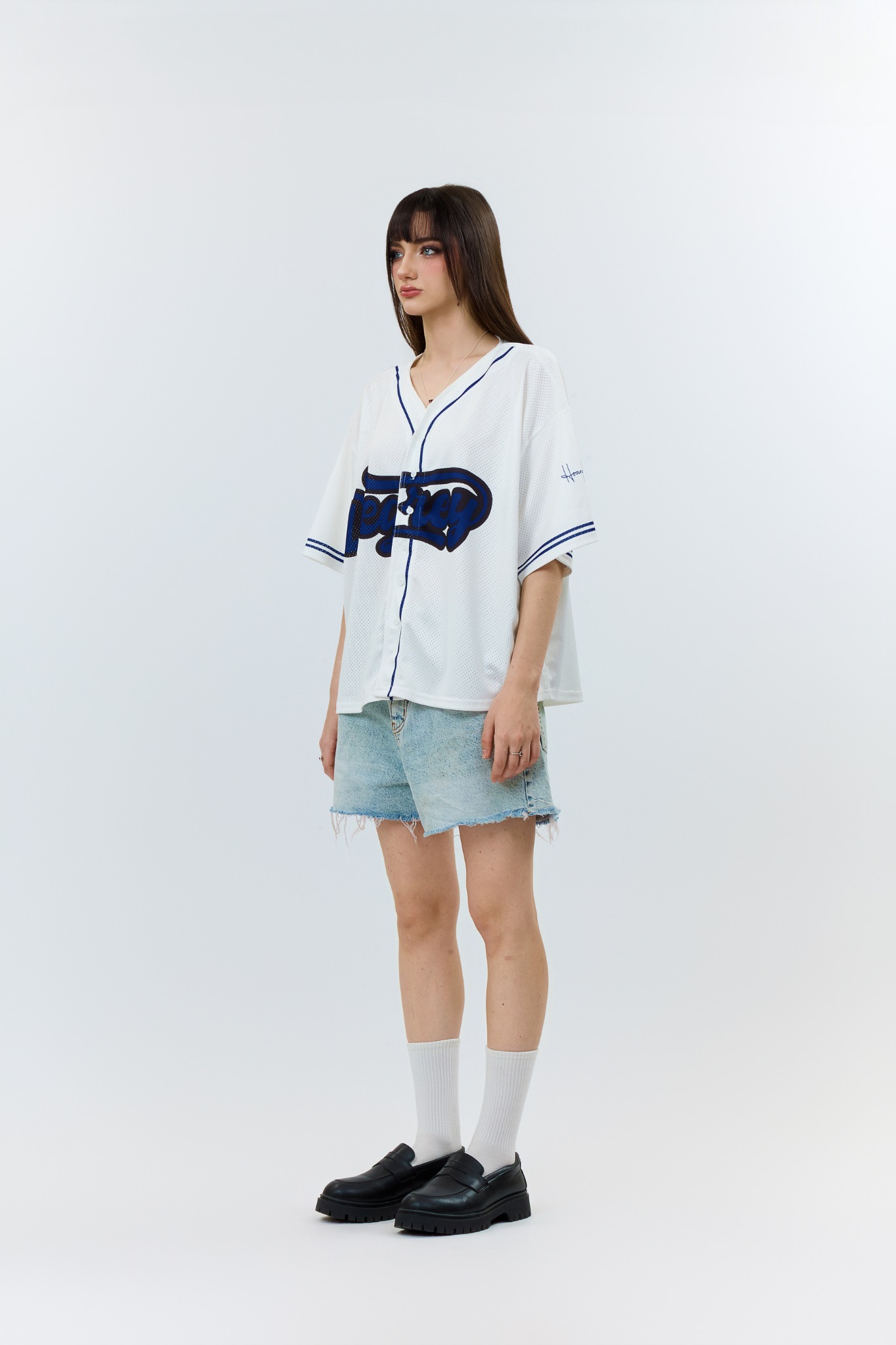  Áo khoác sơmi Jersey Degrey Baseball form rộng màu xanh - BASEXA 