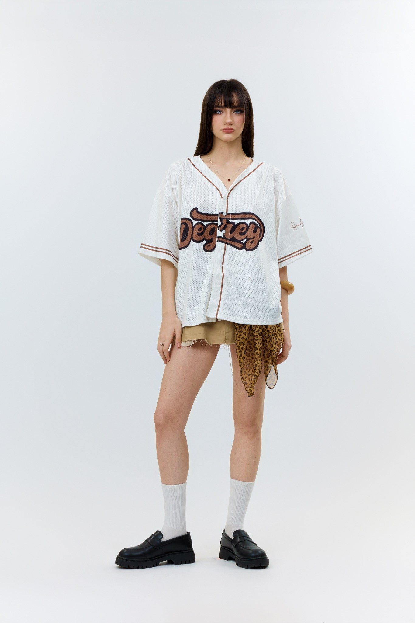  Áo khoác sơmi Jersey Degrey Baseball form rộng màu moca - BASEM 