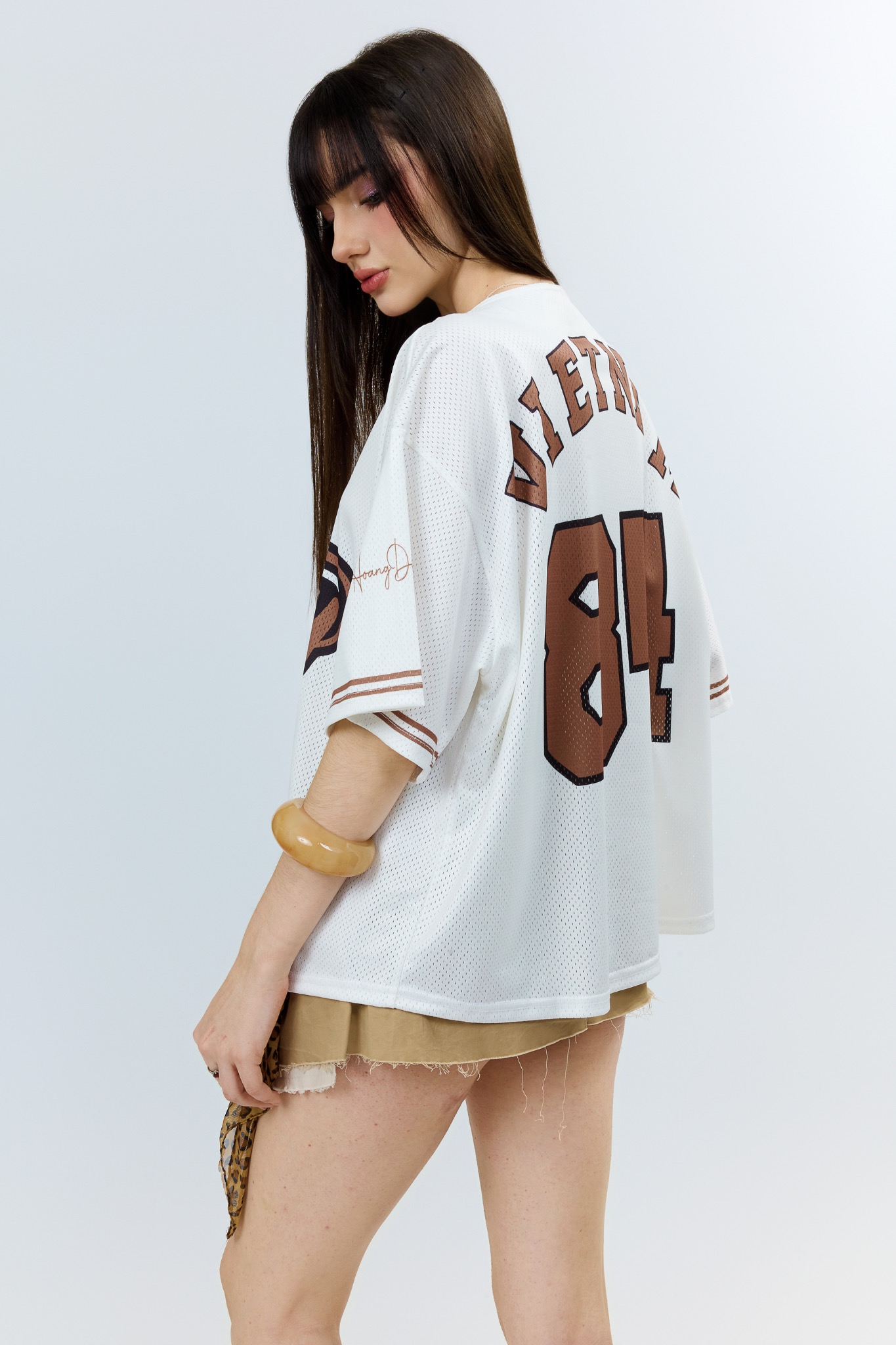  Áo khoác sơmi Jersey Degrey Baseball form rộng màu moca - BASEM 