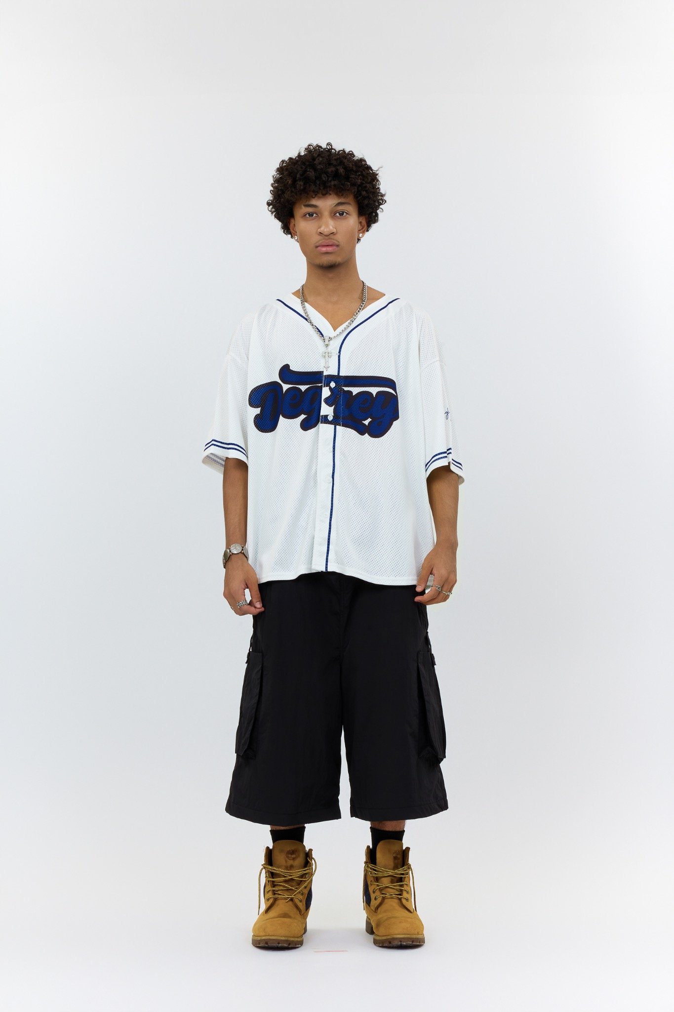  Áo khoác sơmi Jersey Degrey Baseball form rộng màu xanh - BASEXA 