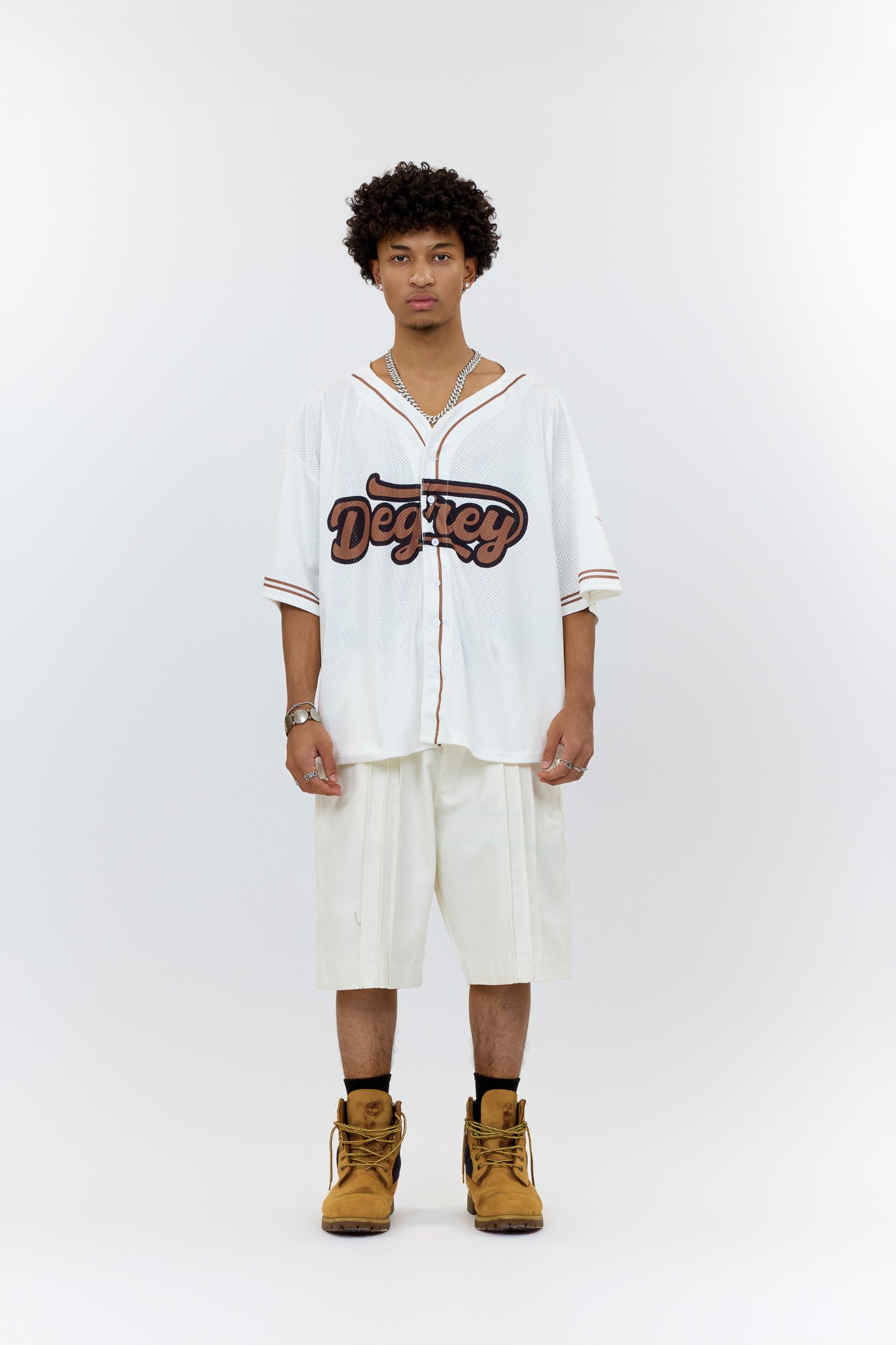  Áo khoác sơmi Jersey Degrey Baseball form rộng màu moca - BASEM 