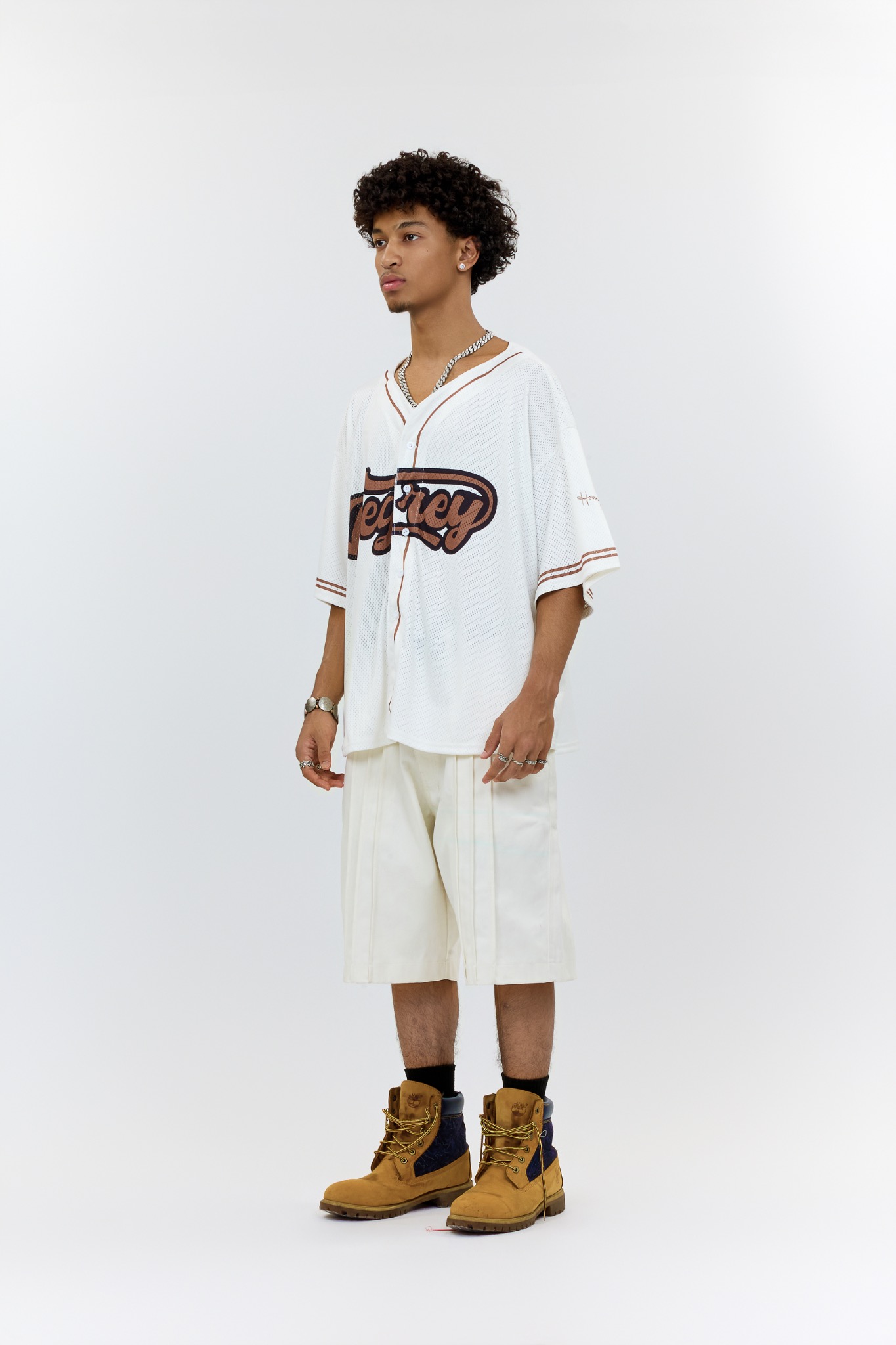 Áo khoác sơmi Jersey Degrey Baseball form rộng màu moca - BASEM 