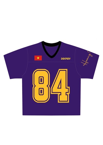  Áo thun Degrey Jersey cổ tim in hình thời trang thể thao nam nữ màu tím- JERP 