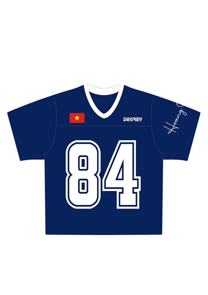  Áo thun Degrey Jersey cổ tim in hình thời trang thể thao nam nữ màu xanh- JERX 