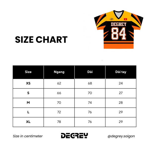  Áo thun thể thao màu CAM BLAZE Degrey Jersey 84 cổ tim - JERBLACAM 