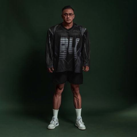  Áo thun tay dài màu đen Degrey Jersey long sleeve cổ tim thời trang thể thao Dark Fire Velocity - LONGDARK 