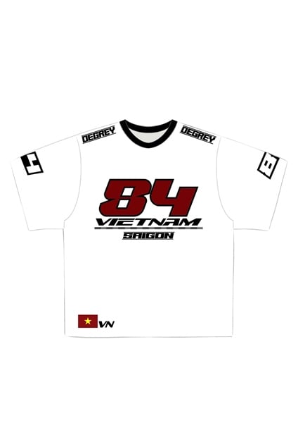  Áo thun Degrey Jersey cổ tim in hình thời trang thể thao nam nữ ss2 màu trắng- JERT2 