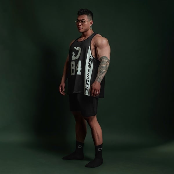  Áo ba lỗ Degrey Tanktop màu đen Big Logo D thể thao - TANKBIGD 