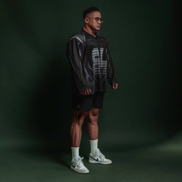  Áo thun tay dài màu đen Degrey Jersey long sleeve cổ tim thời trang thể thao Dark Fire Velocity - LONGDARK 