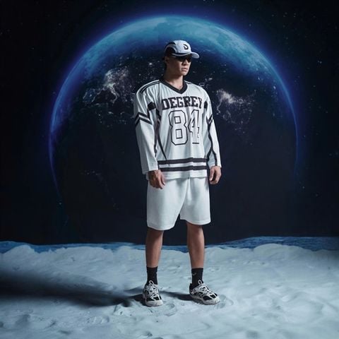  Áo thun tay dài màu trắng Degrey Jersey long sleeve cổ tim thời trang thể thao Crimson Surge - LONGCRIMT 