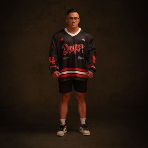  Áo thun tay dài Degrey Jersey long sleeve cổ tim in hình thời trang thể thao nam nữ màu đen- JERLONGD 