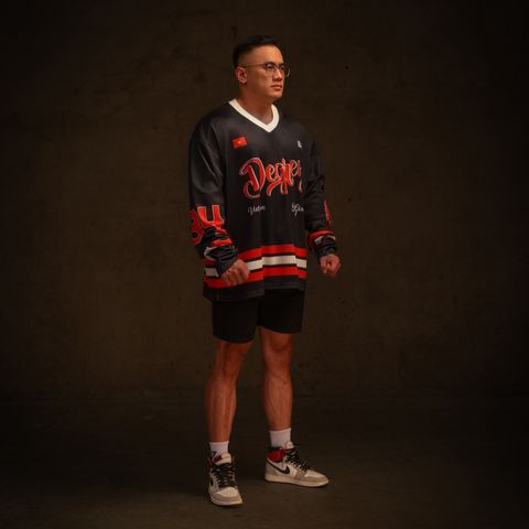  Áo thun tay dài Degrey Jersey long sleeve cổ tim in hình thời trang thể thao nam nữ màu đen- JERLONGD 