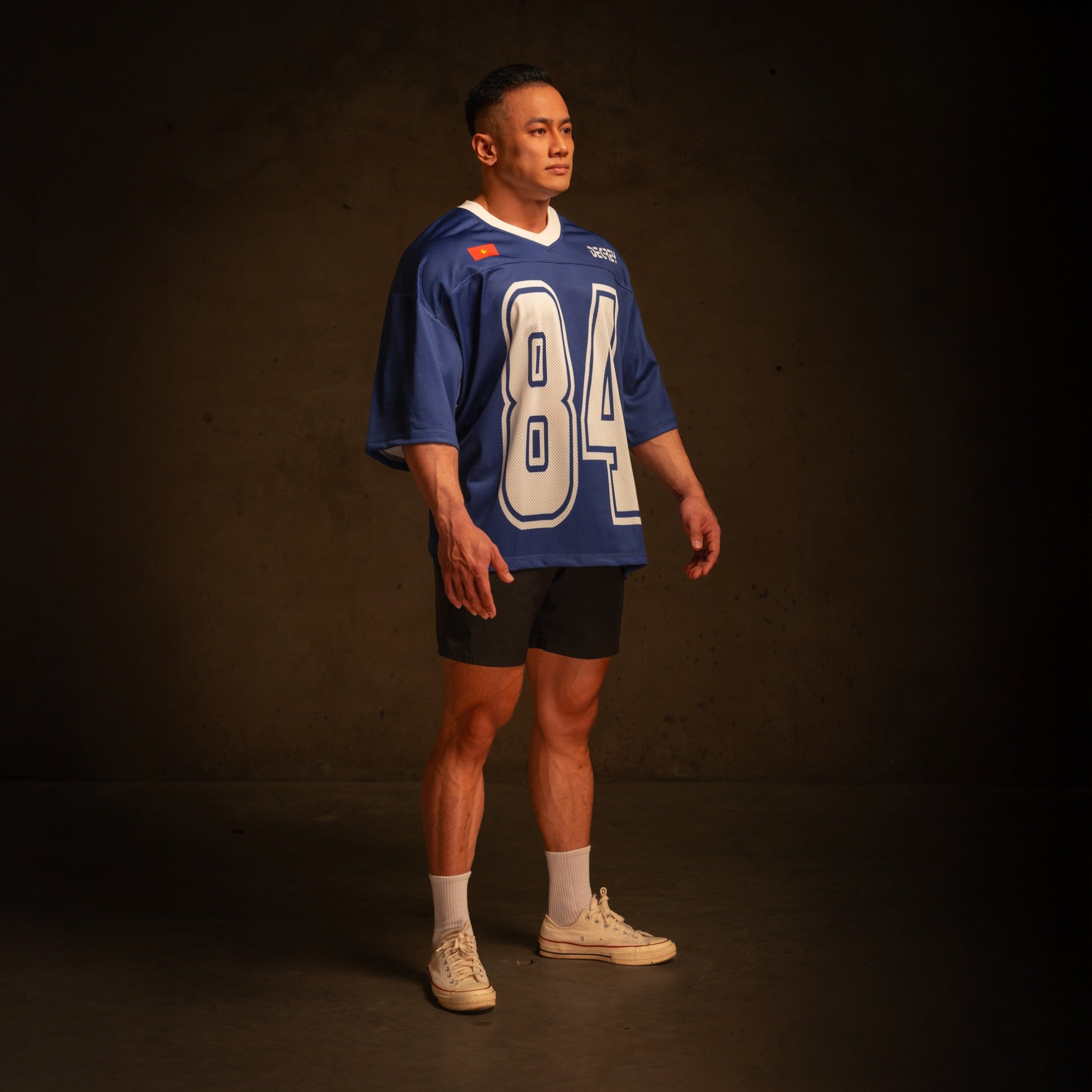  Áo thun Degrey Jersey cổ tim in hình thời trang thể thao nam nữ màu xanh- JERX 