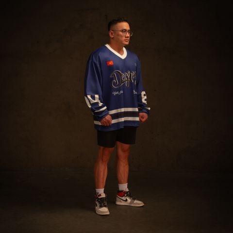  Áo thun tay dài Degrey Jersey long sleeve cổ tim in hình thời trang thể thao nam nữ màu xanh- JERLONGXANH 