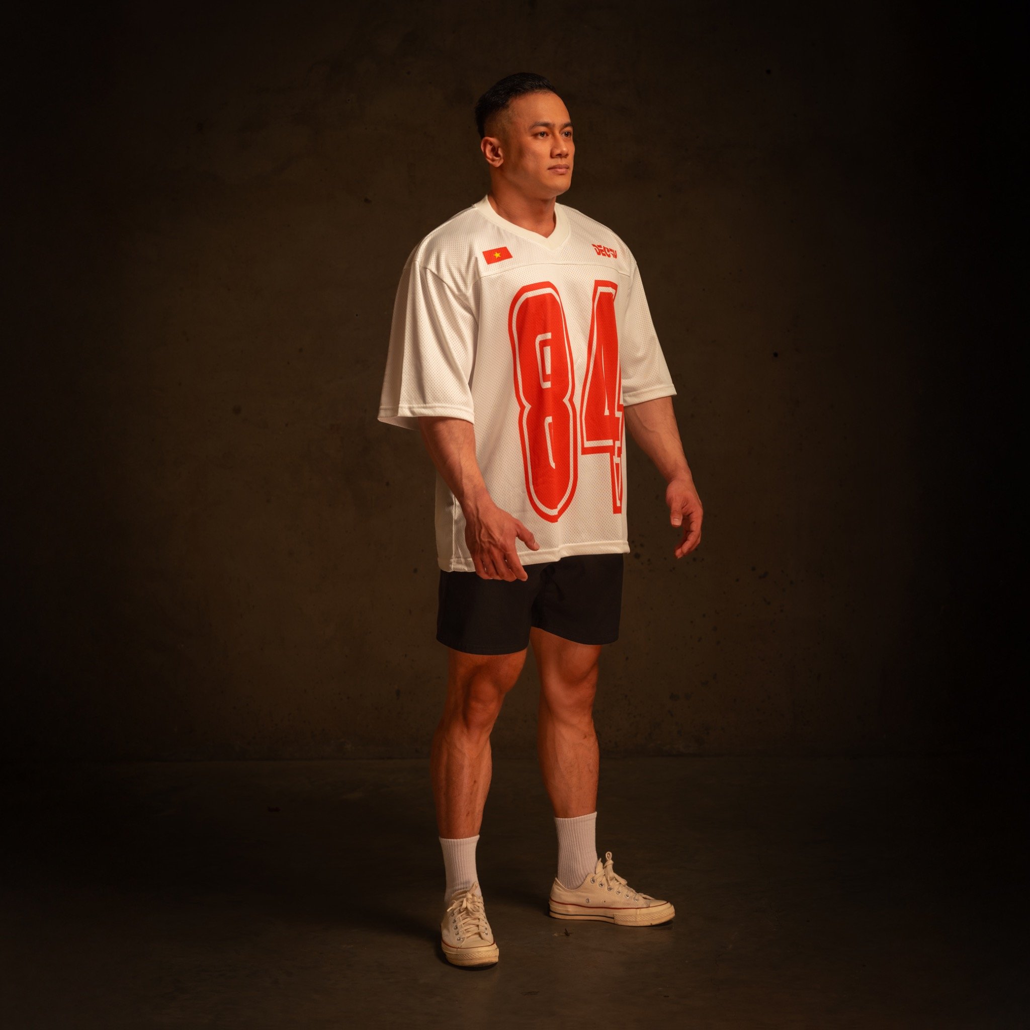  Áo thun Degrey Jersey cổ tim màu trắng thời trang thể thao - JERT 