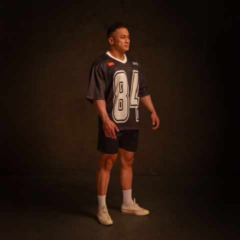  Áo thun Degrey Jersey cổ tim màu đen thời trang thể thao - JERD 