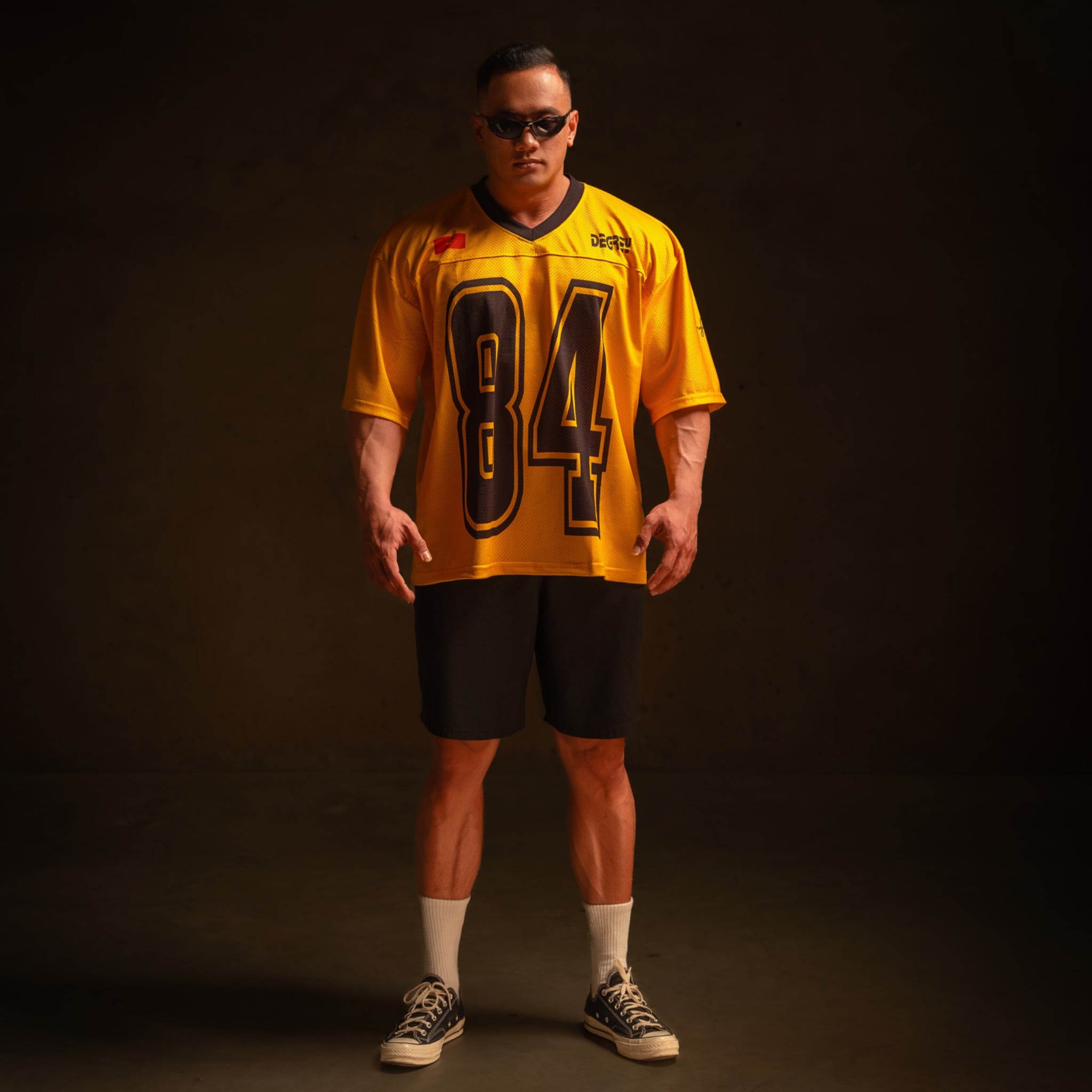  Áo thun Degrey Jersey cổ tim in hình thời trang thể thao nam nữ màu vàng- JERV 