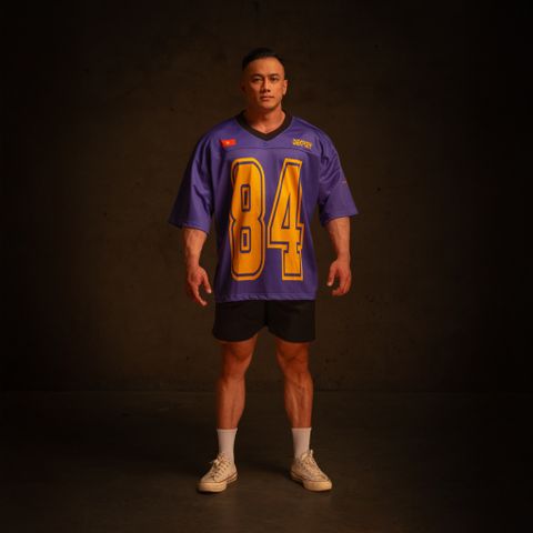  Áo thun Degrey Jersey cổ tim in hình thời trang thể thao nam nữ màu tím- JERP 