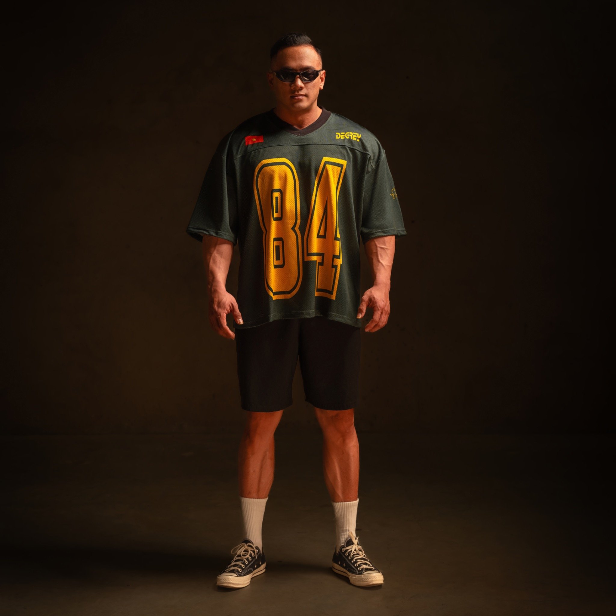  Áo thun Degrey Jersey cổ tim in hình thời trang thể thao nam nữ màu xanh lá- JERG 