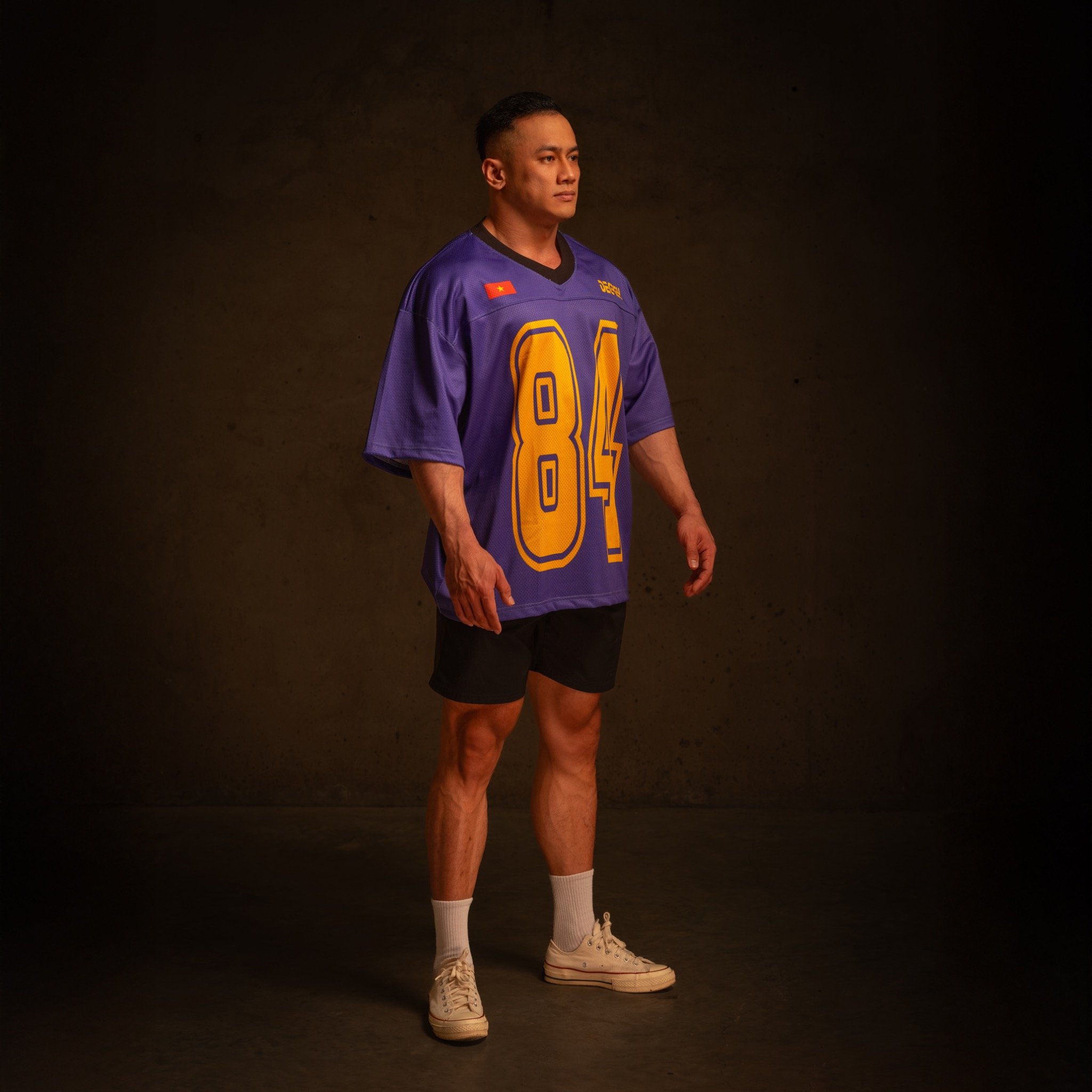  Áo thun Degrey Jersey cổ tim in hình thời trang thể thao nam nữ màu tím- JERP 