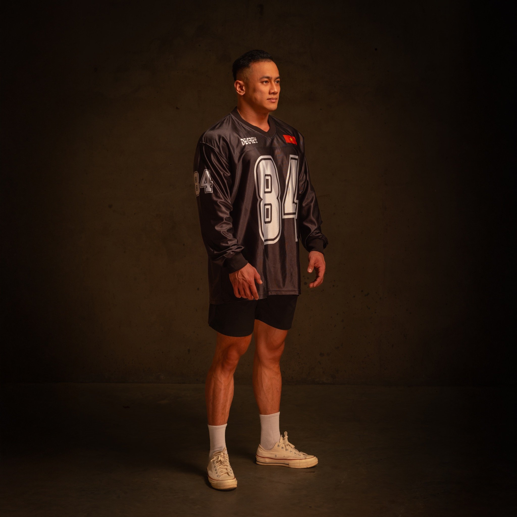  Áo thun Degrey Jersey cổ tim tay dài in hình thời trang thể thao nam nữ màu đen - TADAD 
