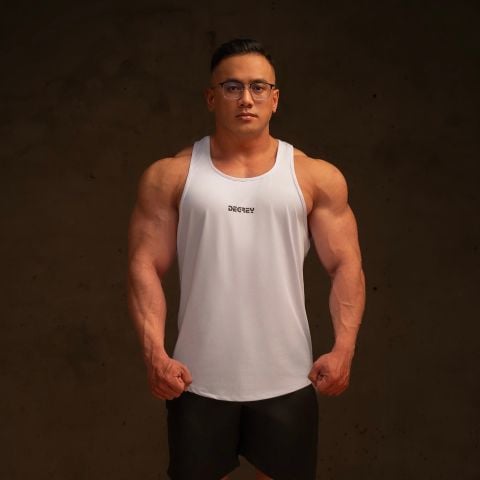 Áo Ba Lỗ Tanktop màu trắng Gym Thể Thao Thoáng Mát In logo Degrey - Local Brand Degrey sport wear - BLGT 