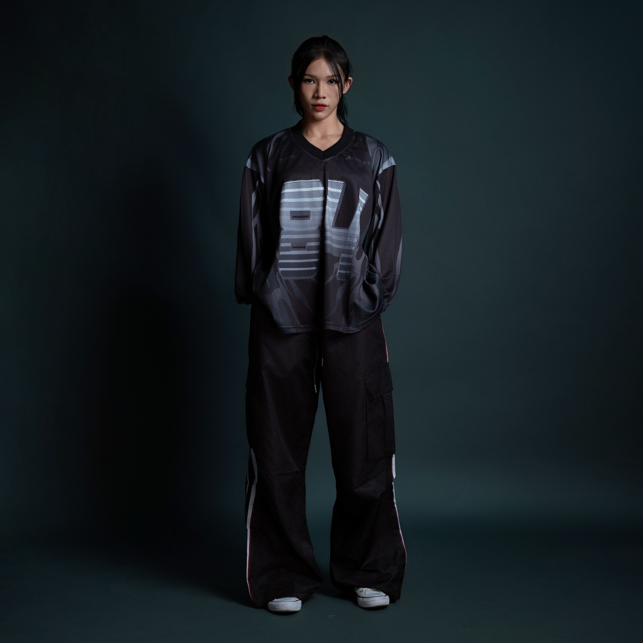  Áo thun tay dài màu đen Degrey Jersey long sleeve cổ tim thời trang thể thao Dark Fire Velocity - LONGDARK 