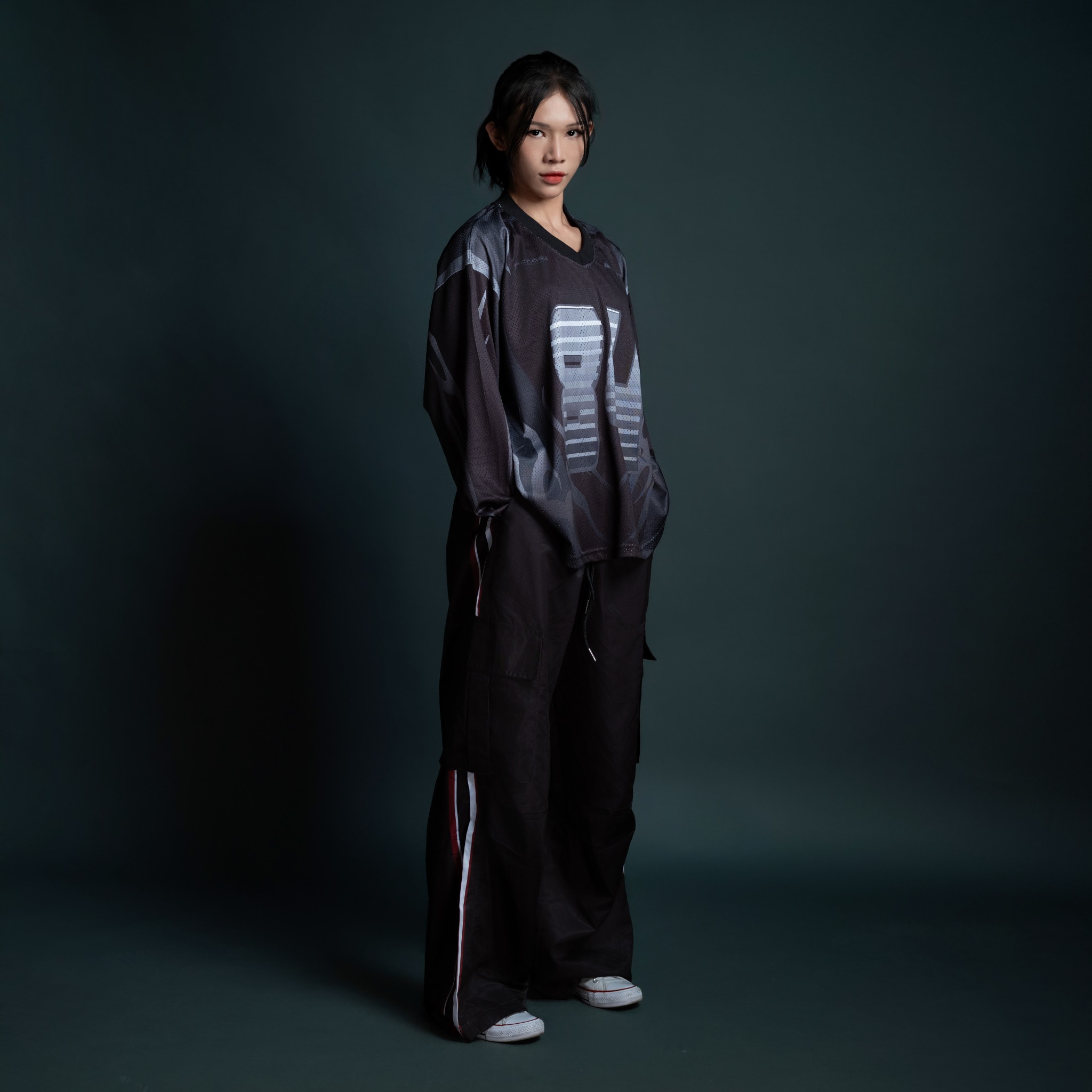  Áo thun tay dài màu đen Degrey Jersey long sleeve cổ tim thời trang thể thao Dark Fire Velocity - LONGDARK 